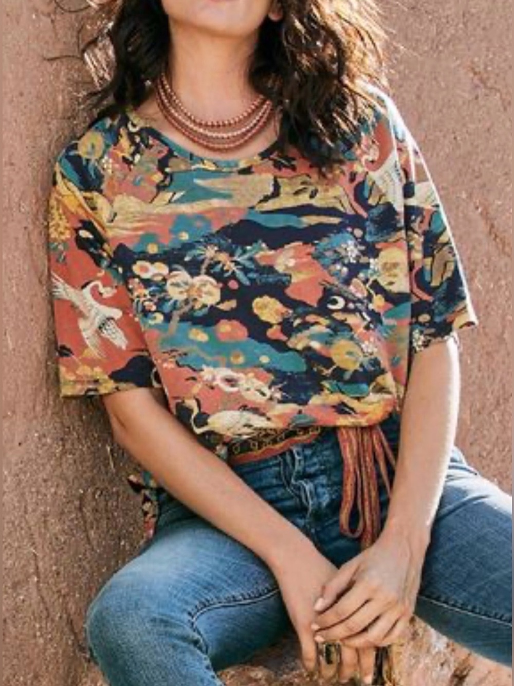 Peruvian Connection Tea Garden Pima Cotton Shirt Ultra Soft Asian-Inspired XS/S